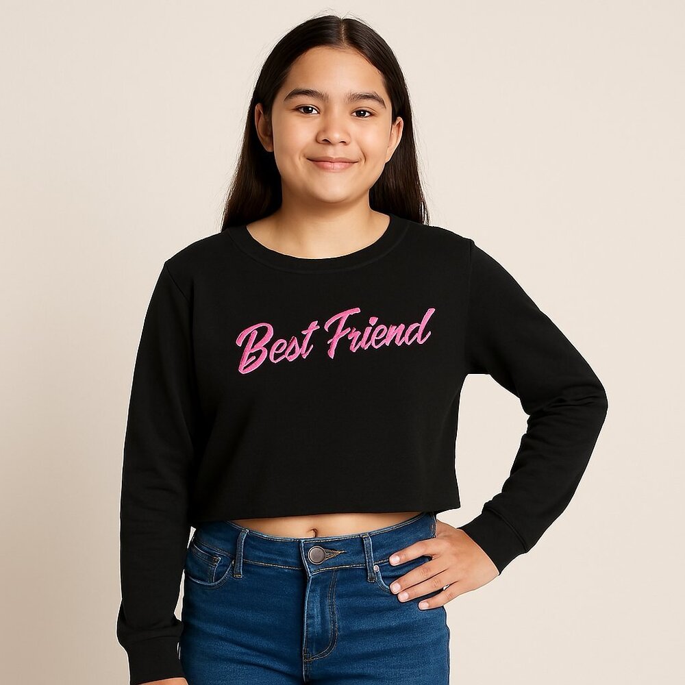 Prince Peter Collection Crop Tee Girls Size Large Black Pink Graphic